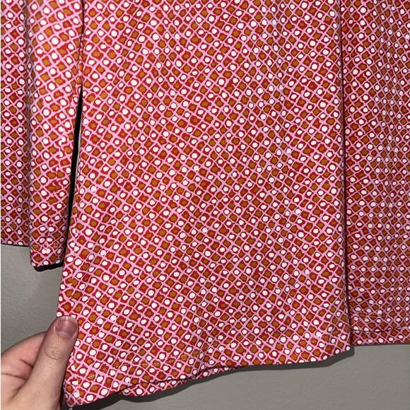 J. McLaughlin Durham Ruffle Collar Catalina Cloth Pink Red Geometric Top Small - Picture 4 of 6